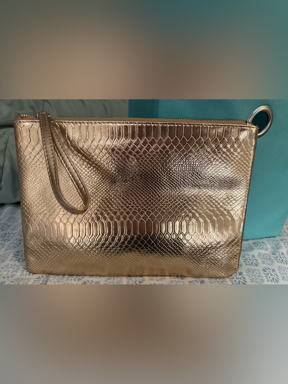 ASOS Rose Gold Snake-Embossed Clutch